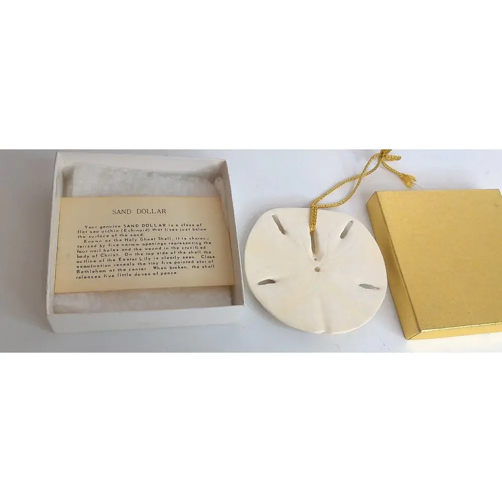 Vintage 1989 Sand Dollar Nativity Christmas Ornament Box Legend Beach Sea Craft